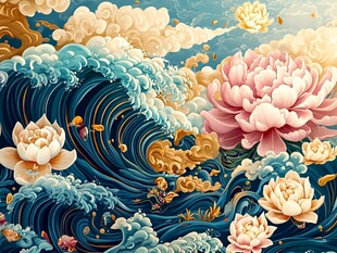 海浪与花卉的交响曲