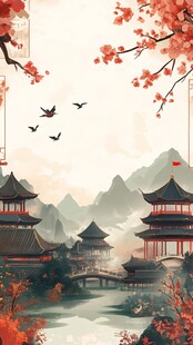 秋日山水画意图