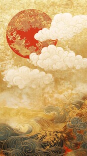 金色梦境中的东方神秘风景