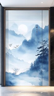 山水画风格的玻璃艺术作品