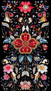 多彩花卉刺绣艺术