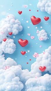 云中的心形与花瓣