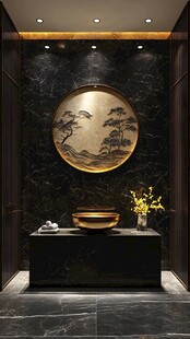 奢华浴室内饰 黑金风格