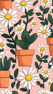 春日陶罐里的雏菊