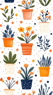 风格化的室内植物图案