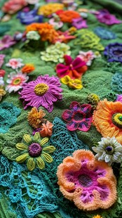 多彩花卉刺绣艺术