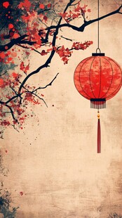 东方之美 红梅与灯笼