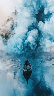 云雾缭绕的湖光山色