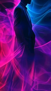 神秘男子 彩色烟雾背景