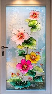 彩绘玻璃花卉图案