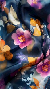 多彩花卉图案的薄纱面料