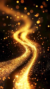 金色粒子流动的抽象图像