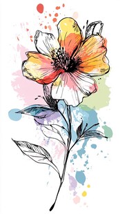 彩色水彩花卉画