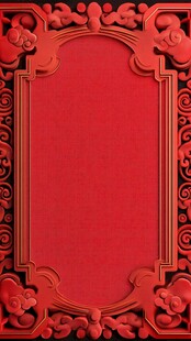 红色雕刻框架背景