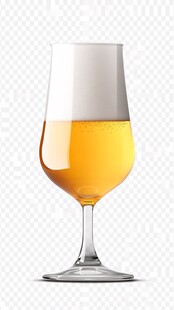透明背景下的精致啤酒杯