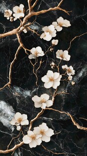 金梅绽放于黑玉之上