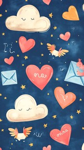 梦幻夜空中的爱与云彩