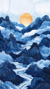 日出山川图