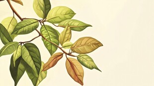 绿色渐变树叶插画