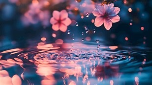 春雨中的花朵之舞