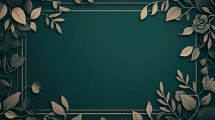 绿色背景上的金色花卉框架
