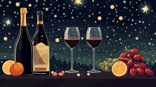 星空下的美酒与水果