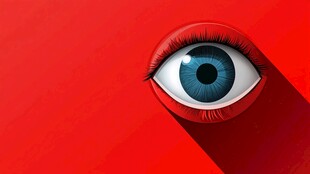 红色背景上的惊人眼睛