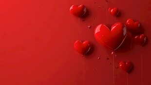 红色心形气球浪漫背景