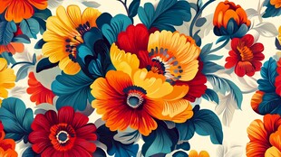 鲜艳花卉图案