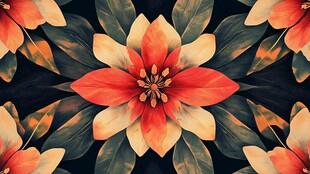 对称的花卉图案