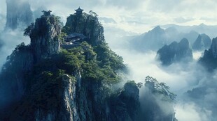 云雾缭绕的山脉仙境