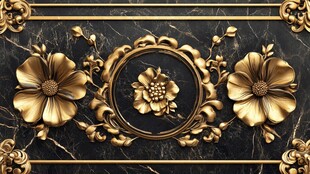 金色浮雕花卉装饰