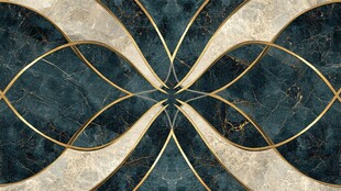 奢华大理石纹理与金色线条交织的艺术图案