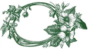 复古花卉圆形框架