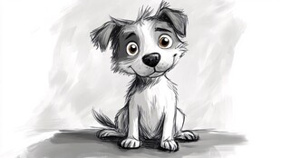一只笔绘的活泼小狗