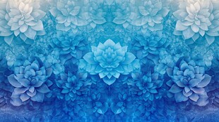 蓝色花卉抽象画