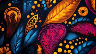 彩色抽象花卉图案