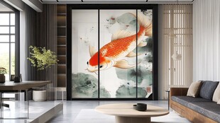 现代室内设计中的艺术鱼图案