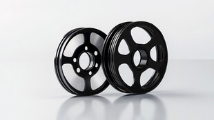 金属圆轮在白色背景上的展示