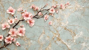 樱花与大理石纹理