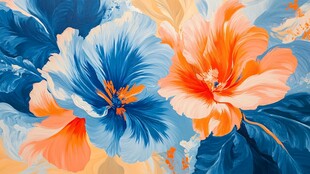 色彩斑斓的花卉抽象画