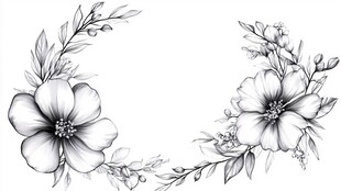 黑白花卉插画