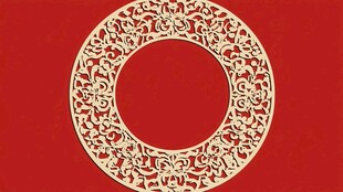 红色背景上的白色圆形花纹图案