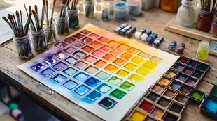 水彩画家的工作空间