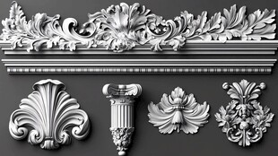 复杂建筑装饰元素