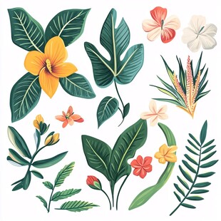 热带植物与花卉的集合