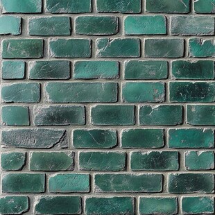 绿色砖墙的纹理和风化效果