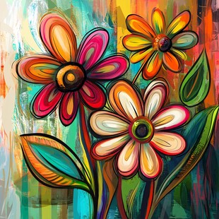 多彩花卉艺术画