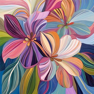 色彩斑斓的花卉艺术作品