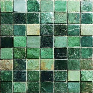 绿色瓷砖的拼贴画